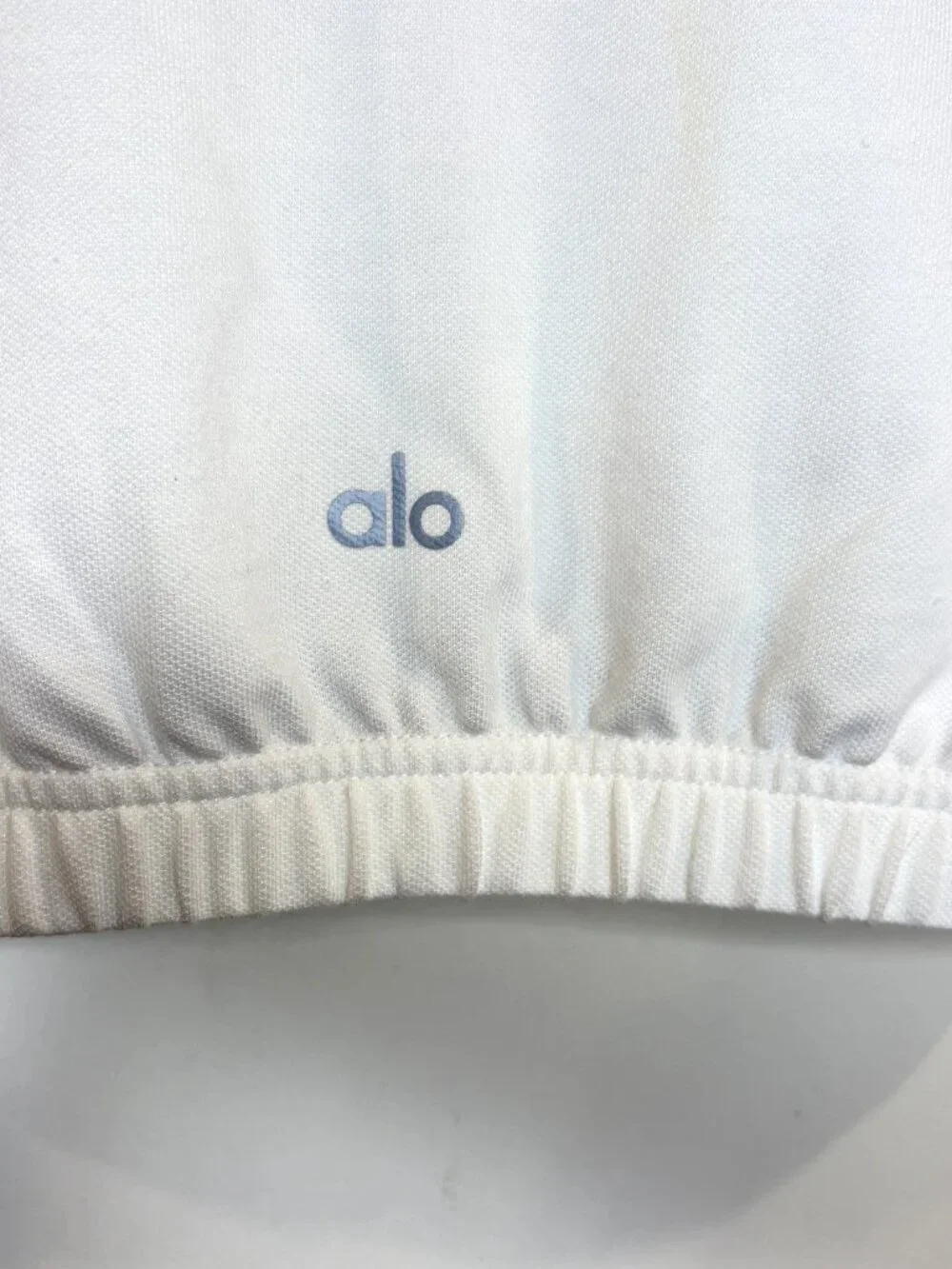 NWT Alo Cropped Prestige Polo Top Sz XS White Built In Bra Preppy Activewear